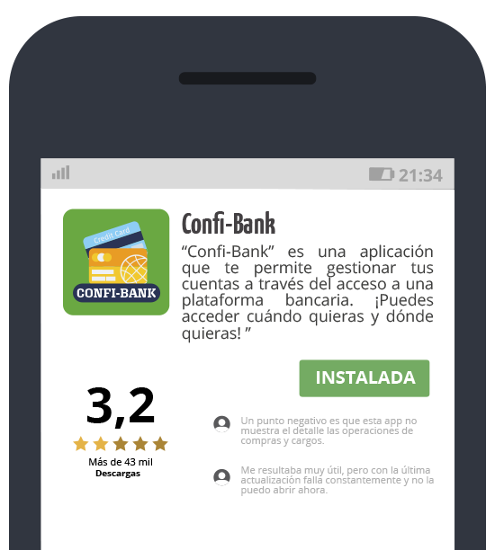 Información detallada de la app de banca online en la plataforma de aplicaciones